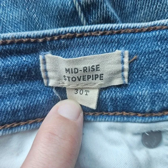 Madewell Mid Rise Stovepipe Jeans Light Wash Denim Women's Size 30T - Picture 4 of 5